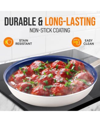 8'' Small Fry Pan with Lid - Non-stick Pan with Silicone Handle, Ceramic Coating Inside