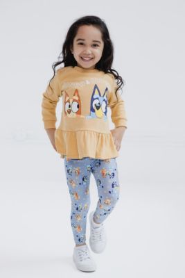 Little Girls Peplum Sweatshirt and Leggings Outfit Set