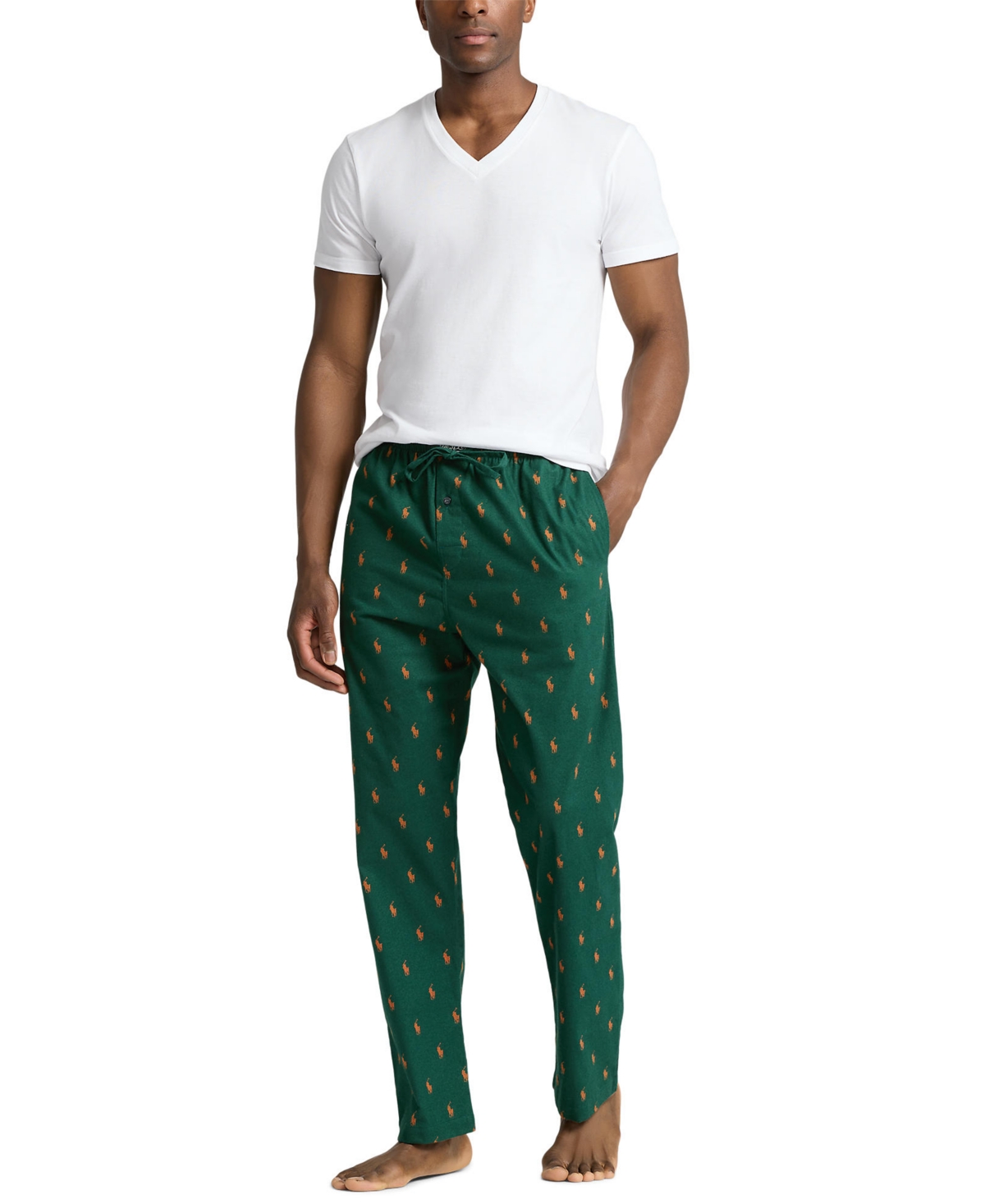 Polo Ralph Lauren Men's Flannel Pony-Print Pajama Pants -ACTIVE ORANGE ALL OVER POLO P