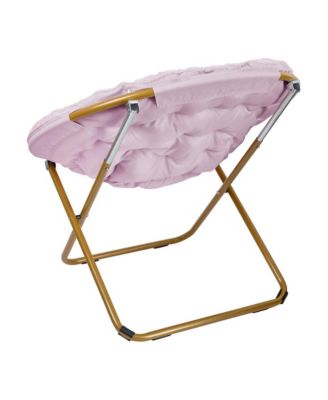 1 Count With Cozy Faux Fur Cushion And Metal Frame For Dorms, Bedrooms, Apartments And More - Ersa Oversize Folding Saucer Chair