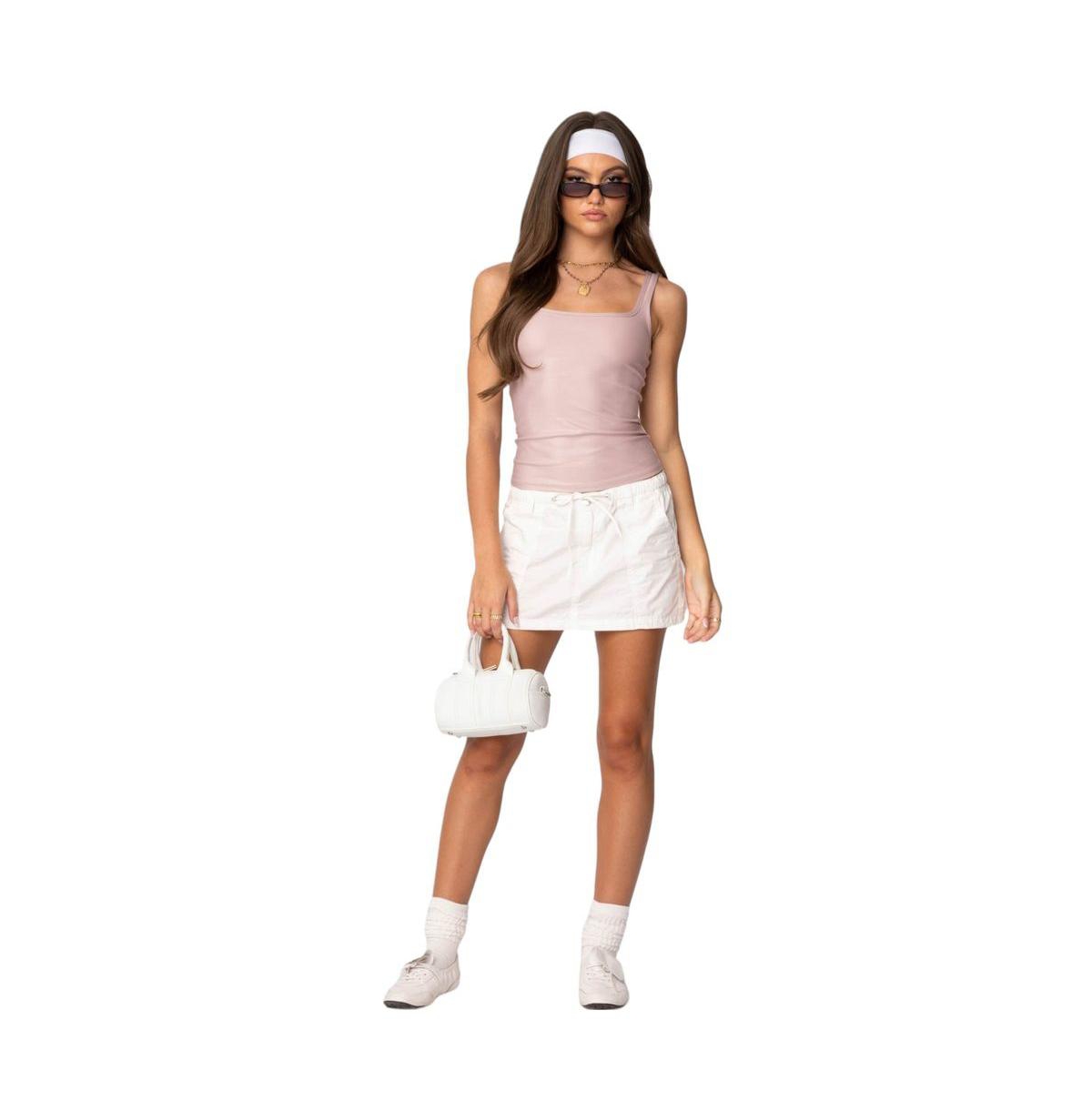 Edikted Women's Sarah Shiny Square Neck Tank Top
