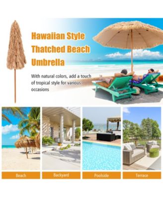 8 Feet Patio Thatched Tiki Umbrella Hawaiian Hula Beach Umbrella