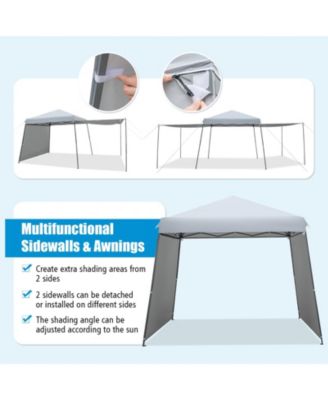 Patio 10x10FT Instant Pop-up Canopy Folding Tent with Sidewalls and Awnings Outdoor-Gray