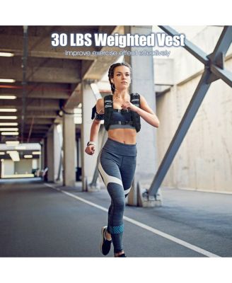 30LBS Workout Weighted Vest with Mesh Bag Adjustable Buckle-30 lbs