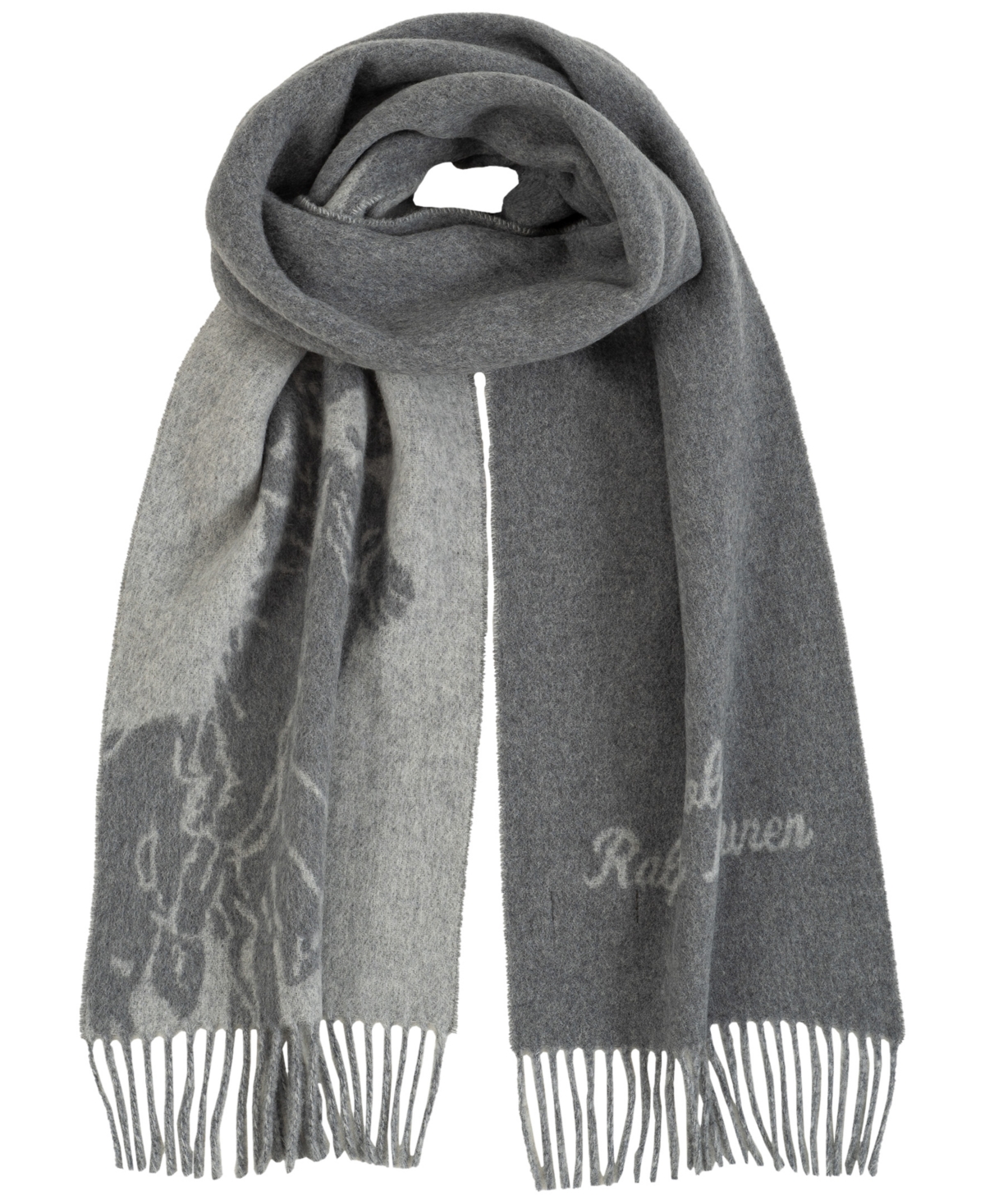 Polo Ralph Lauren Men's Big Pony Jacquard Scarf In Med Grey,it Grey