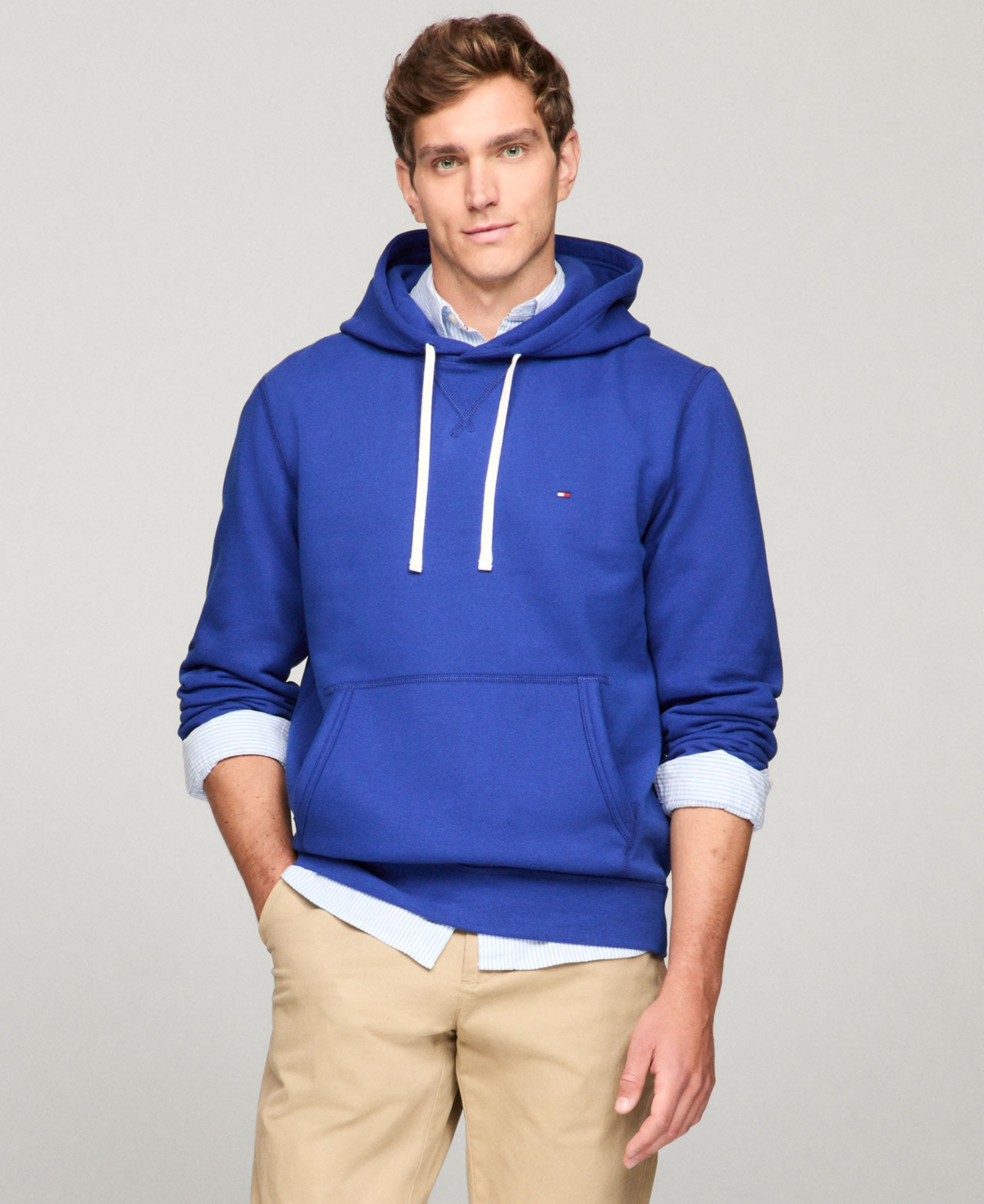 Tommy Hilfiger Men's Big & Tall Essential Fleece Hoodie In Wedge Blue