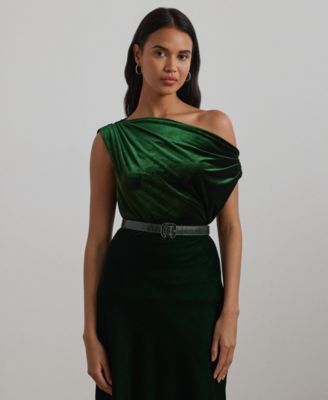 green emerald velvet dress RALPH LAUREN Size 2 Green Velvet Slip Long Dress main image 0