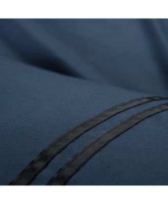 Premium Bordered Navy Duvet Comforter Cover Bedding Set Queen Size - Stich 3-Piece Set Luxurious Minimalist Style Brushed Microfiber Comforter Cover - Ultra Soft Breathable Stain Resistant