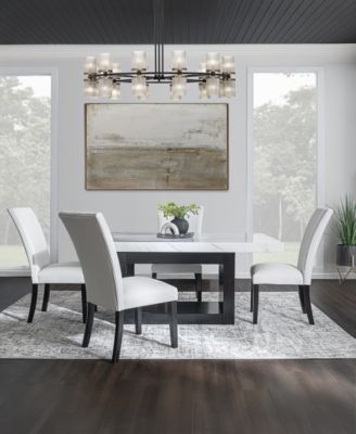 Kellet 5 Pc. Rectangular Marble Dining Set (Table & 4 Side Chairs), Created for Macy's