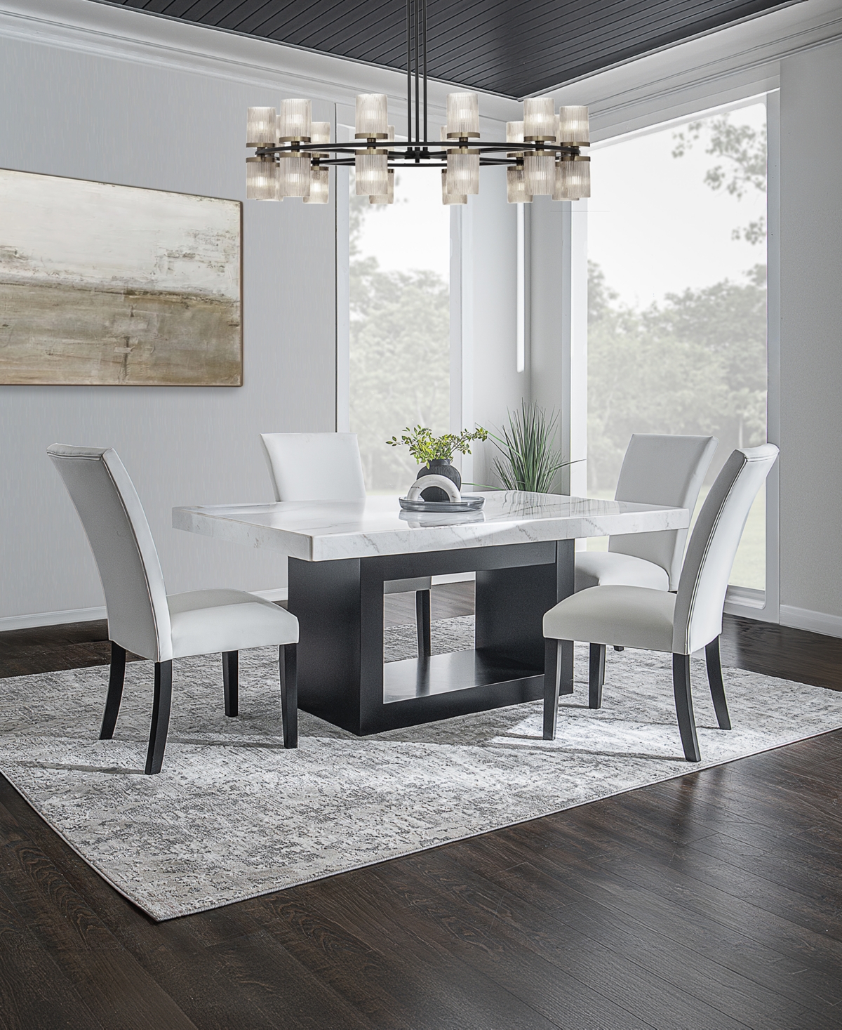 Kellet 5 Pc. Rectangular Marble Dining Set (Table & 4 Side Chairs), Created for Macy's