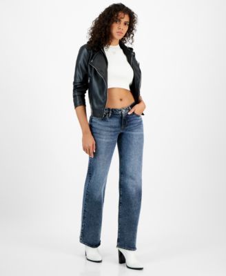 low-rise wide leg denim pants | GUESS