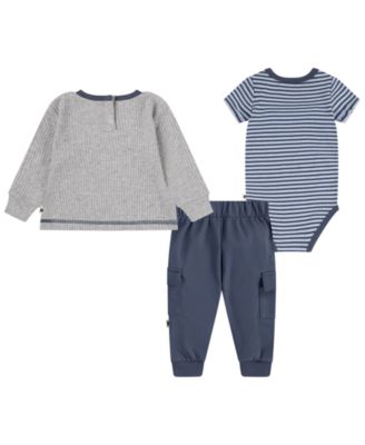 Baby Boys Short Sleeve Bodysuit, Crew and Pants 3-Piece Set
