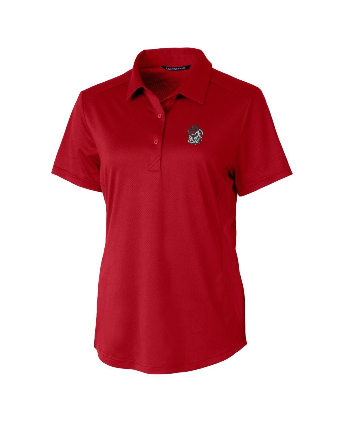 CUTTER & BUCK WOMEN'S RED GEORGIA BULLDOGS PROSPECT TEXTURED STRETCH POLO TOP 