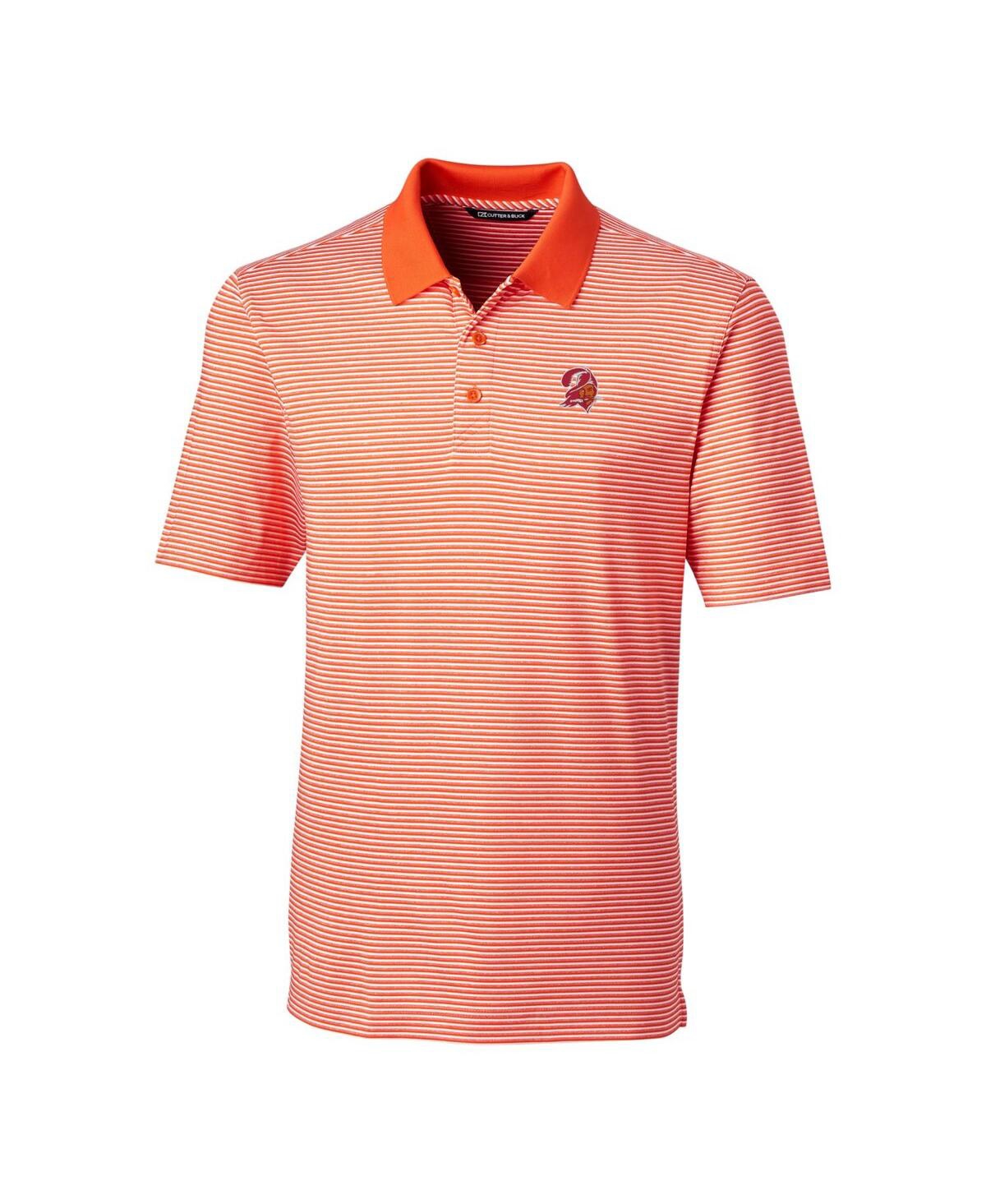 Cutter & Buck Men's Orange Tampa Bay Buccaneers Throwback Logo Forge Tonal Stripe Stretch Polo In Orange
