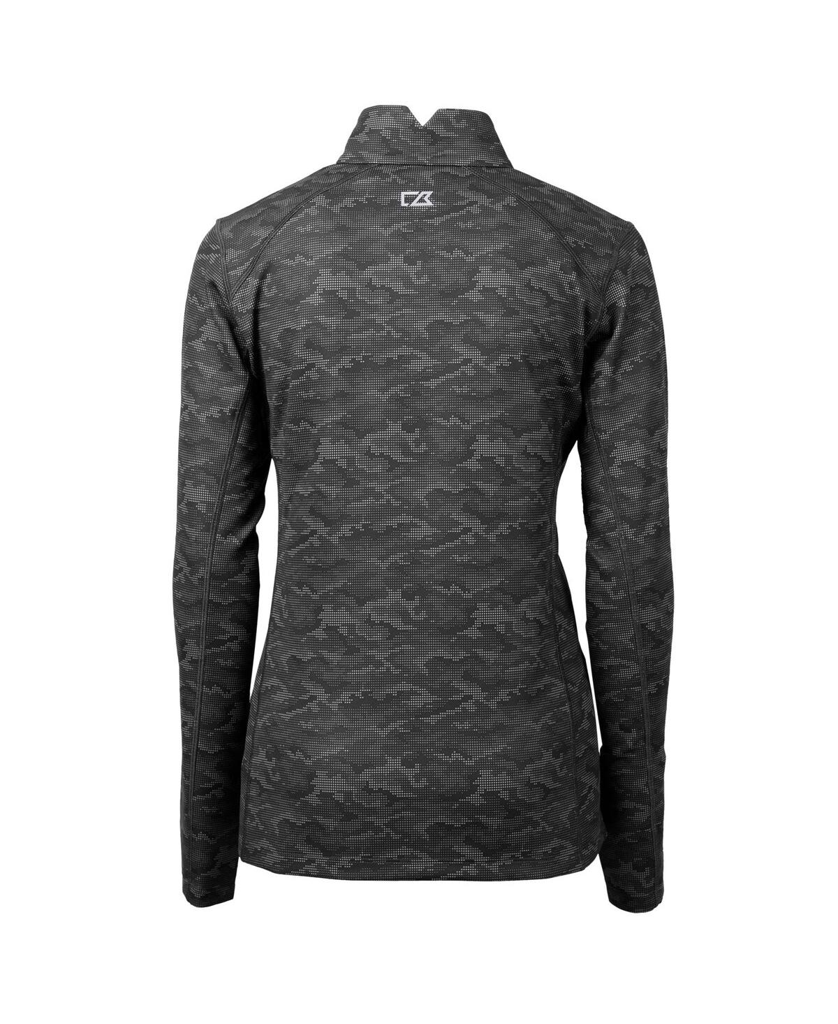 CUTTER & BUCK WOMEN'S BLACK GEORGIA BULLDOGS TRAVERSE CAMO QUARTER-ZIP PULLOVER TOP 