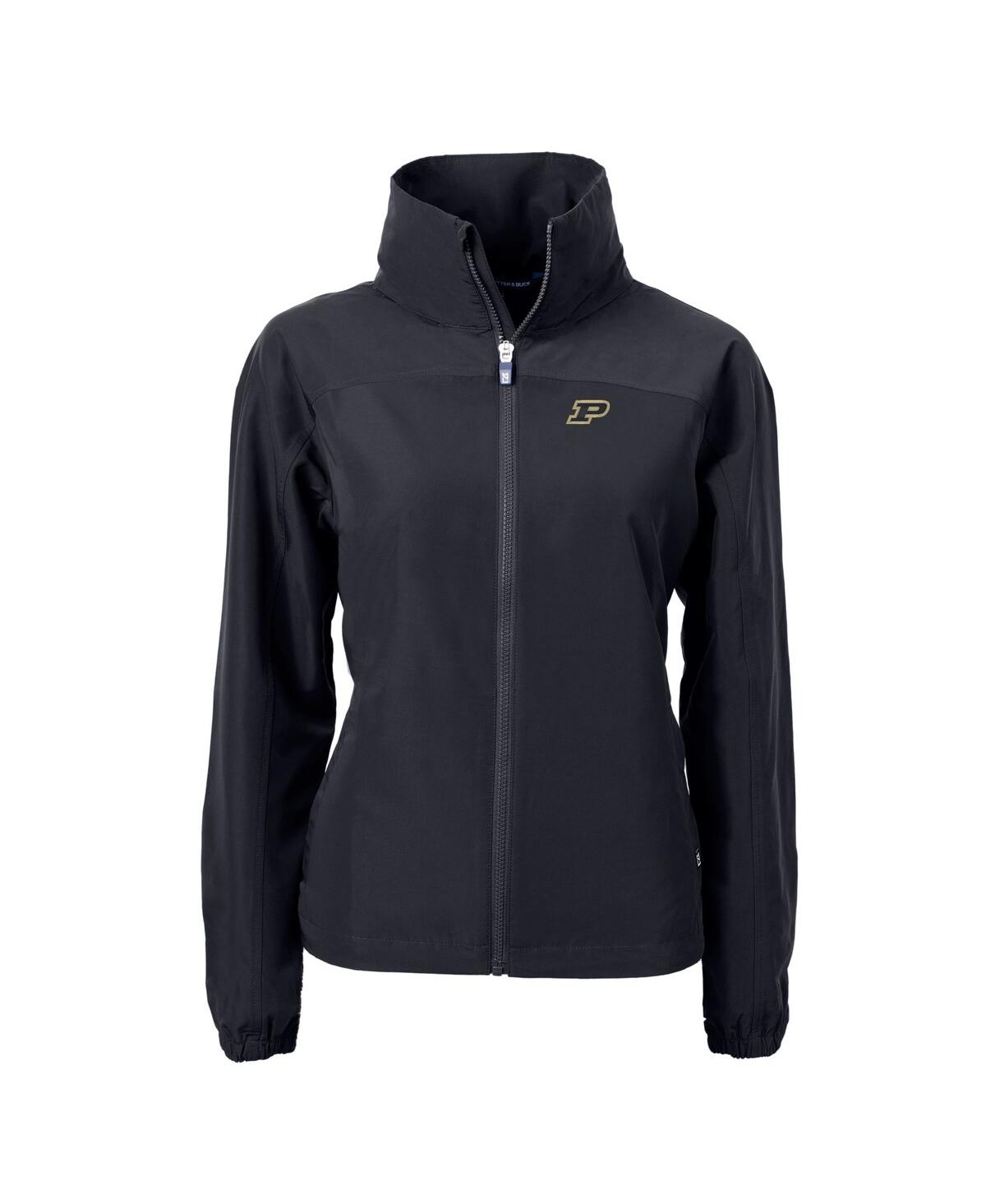 Cutter & Buck Women's Black Purdue Boilermakers Charter Eco Full-zip Jacket In Black