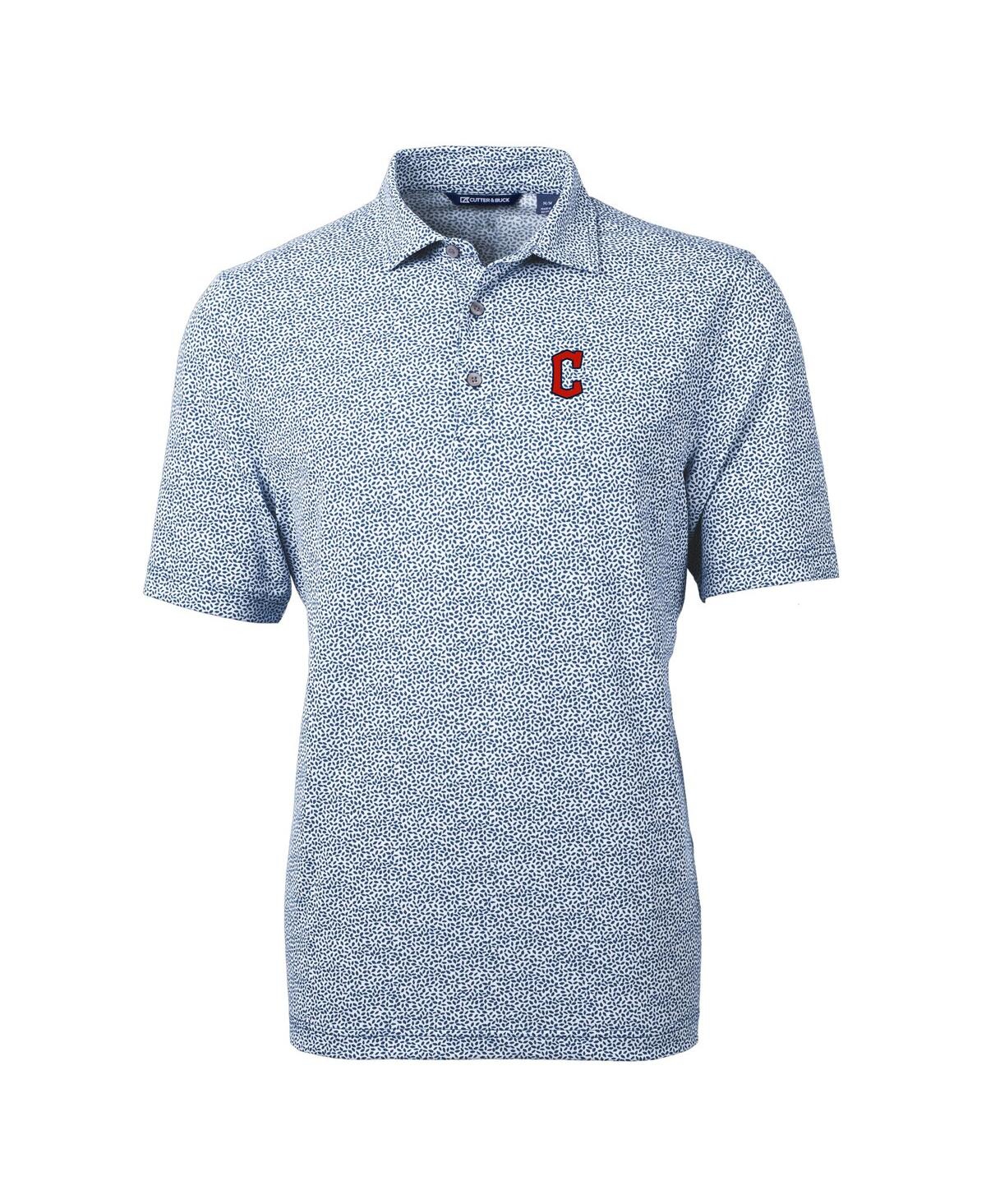 Cutter & Buck Men's Navy Cleveland Guardians Virtue Eco Pique Botanical Print Polo In Navy