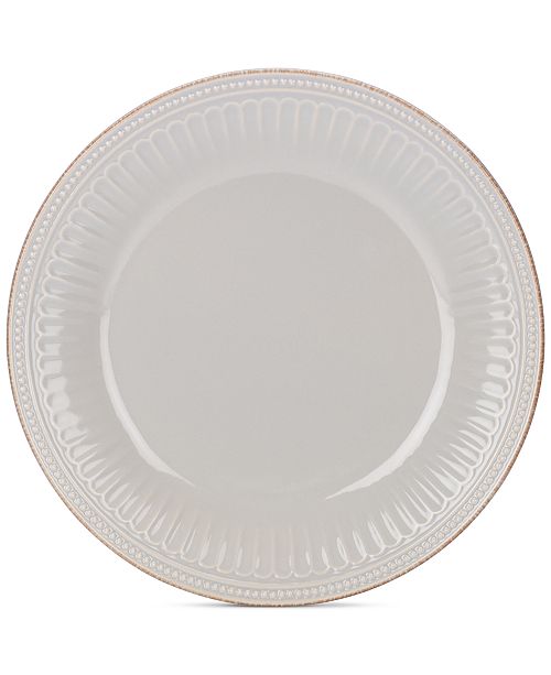 Lenox Dinnerware Stoneware French Perle Groove Dove Grey Dinner Plate