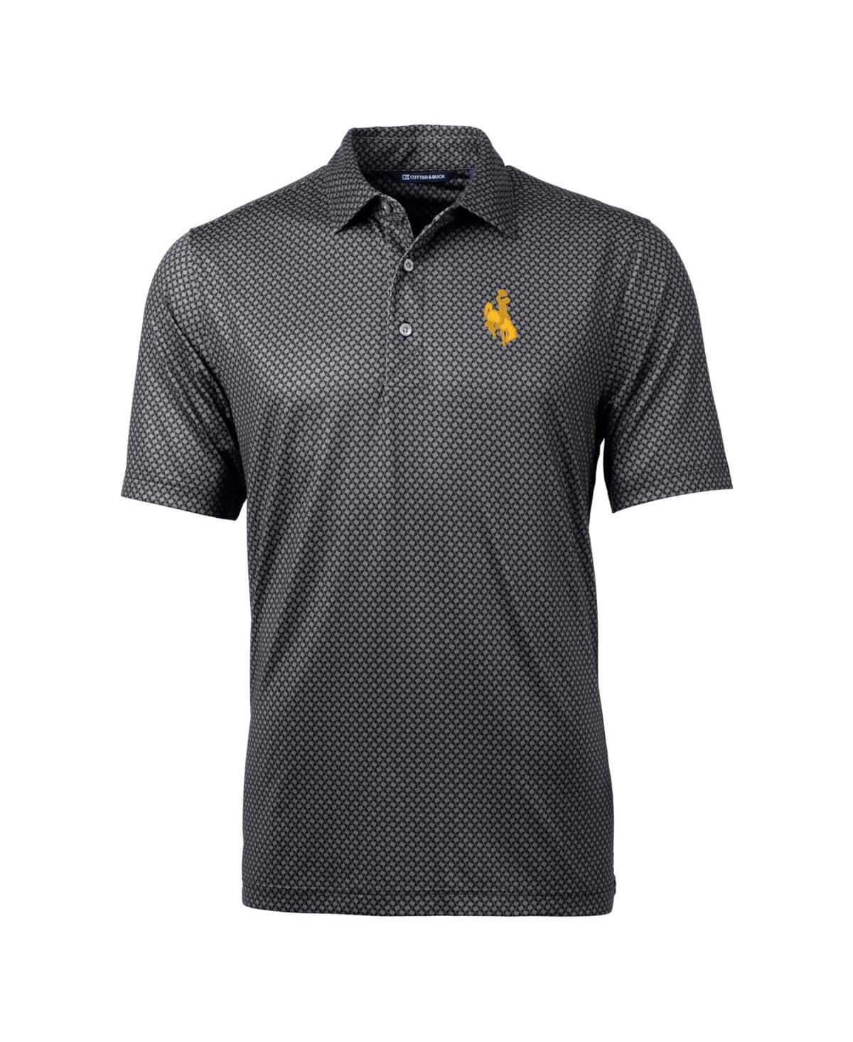 Cutter & Buck Men's Black Wyoming Cowboys Pike Banner Print Polo In Black