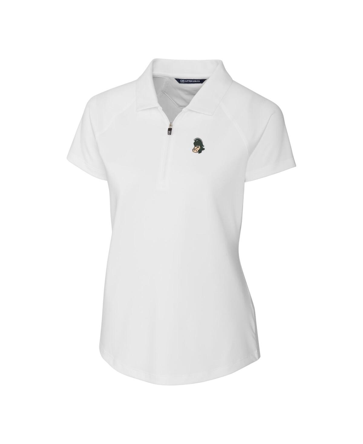 CUTTER & BUCK WOMEN'S WHITE MICHIGAN STATE SPARTANS FORGE STRETCH POLO 