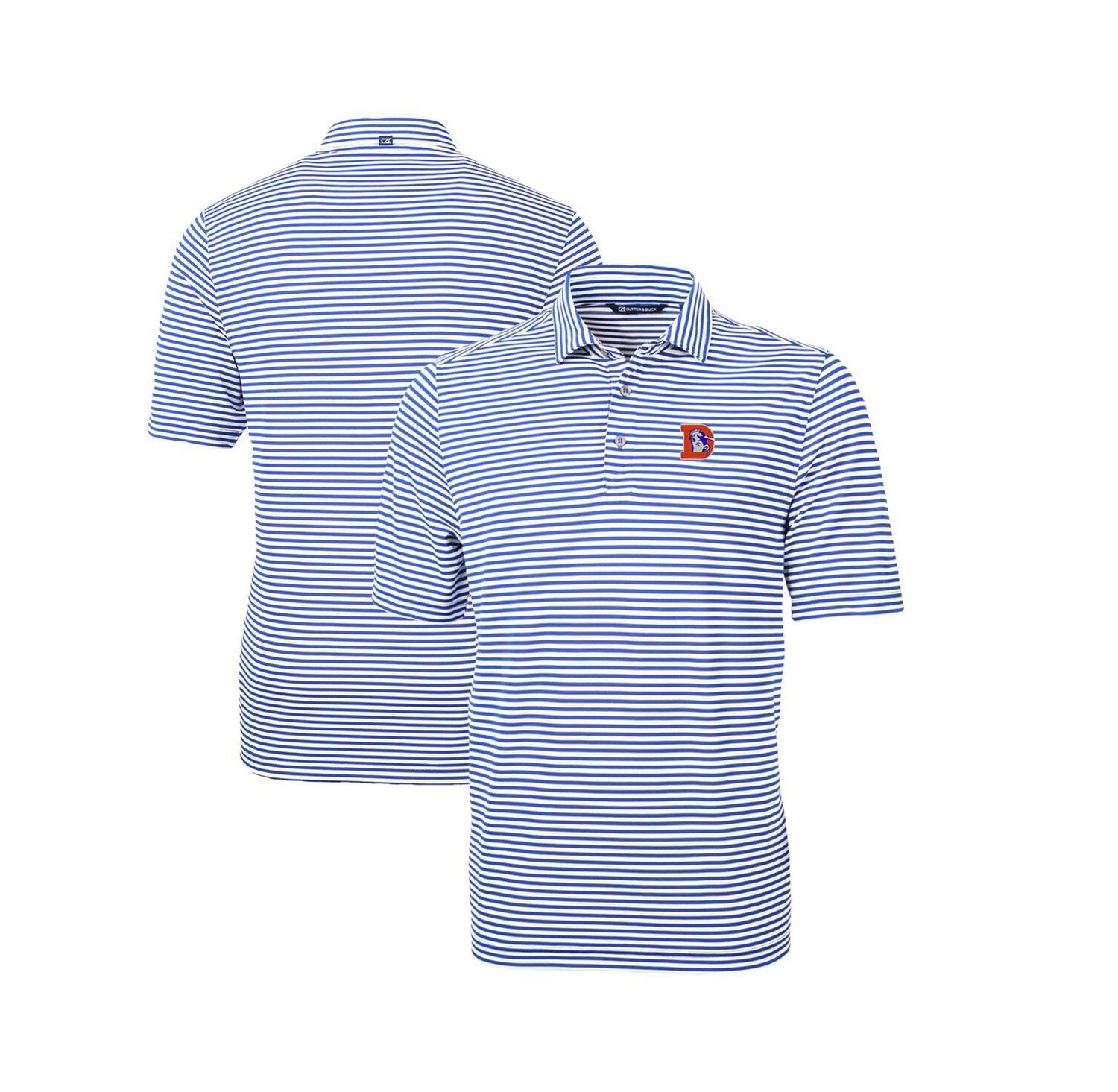Men's Blue Denver Broncos Throwback Logo Virtue Eco Pique Stripe Polo