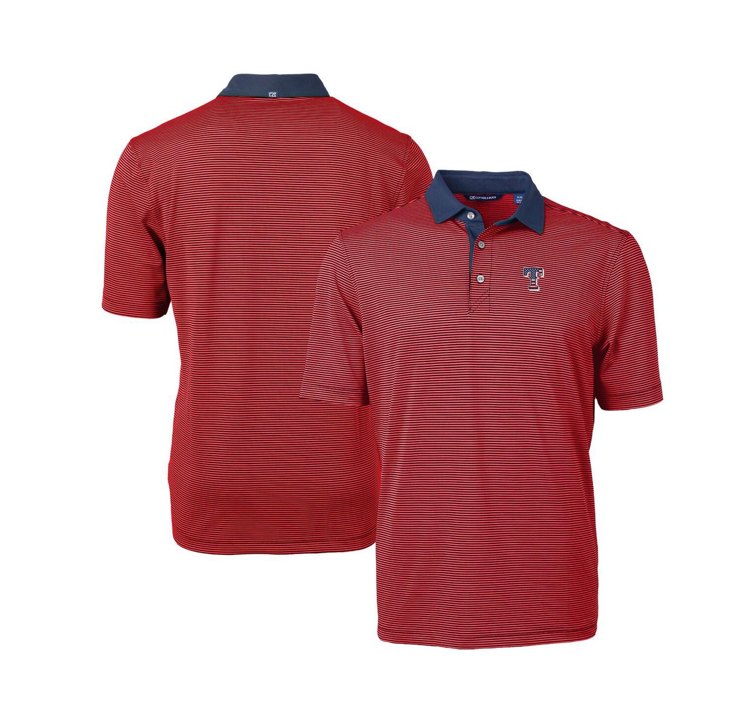 Men's Red Texas Rangers Americana Logo Virtue Eco Pique Stripe Polo
