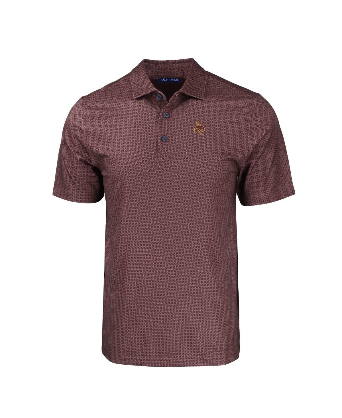 Cutter & Buck Men's Maroon Texas State Bobcats Pike Eco Tonal Geo Print Stretch Polo In Maroon