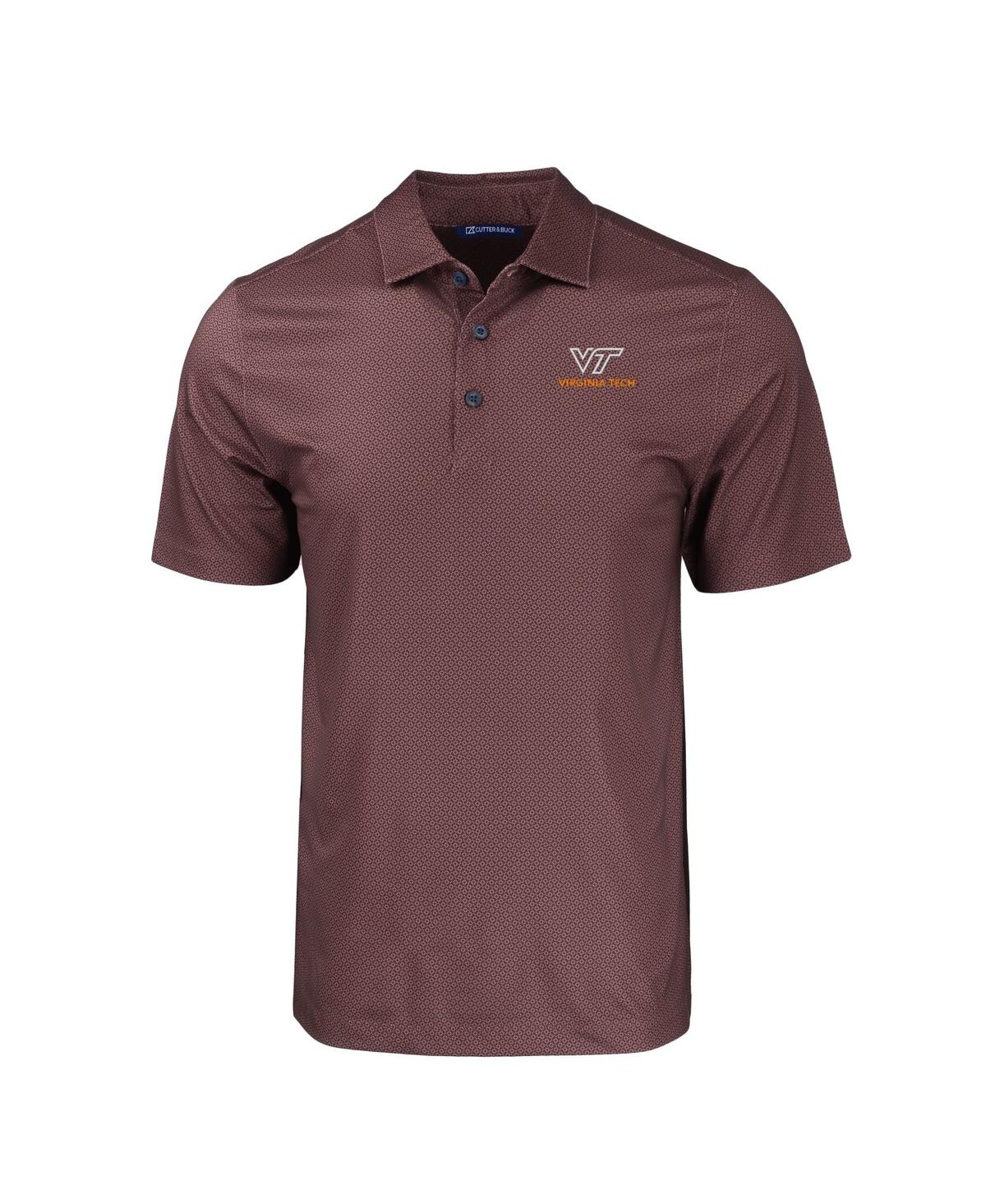 Cutter & Buck Men's Maroon Virginia Tech Hokies Pike Eco Tonal Geo Print Stretch Polo In Maroon