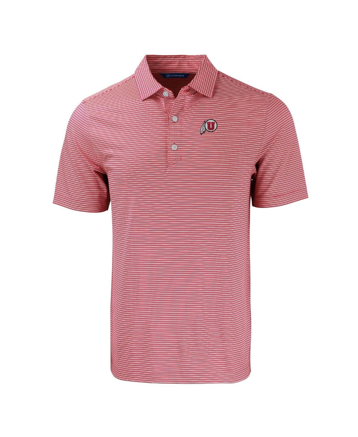 Cutter & Buck Men's Red Utah Utes Forge Eco Double Stripe Stretch Polo In Red