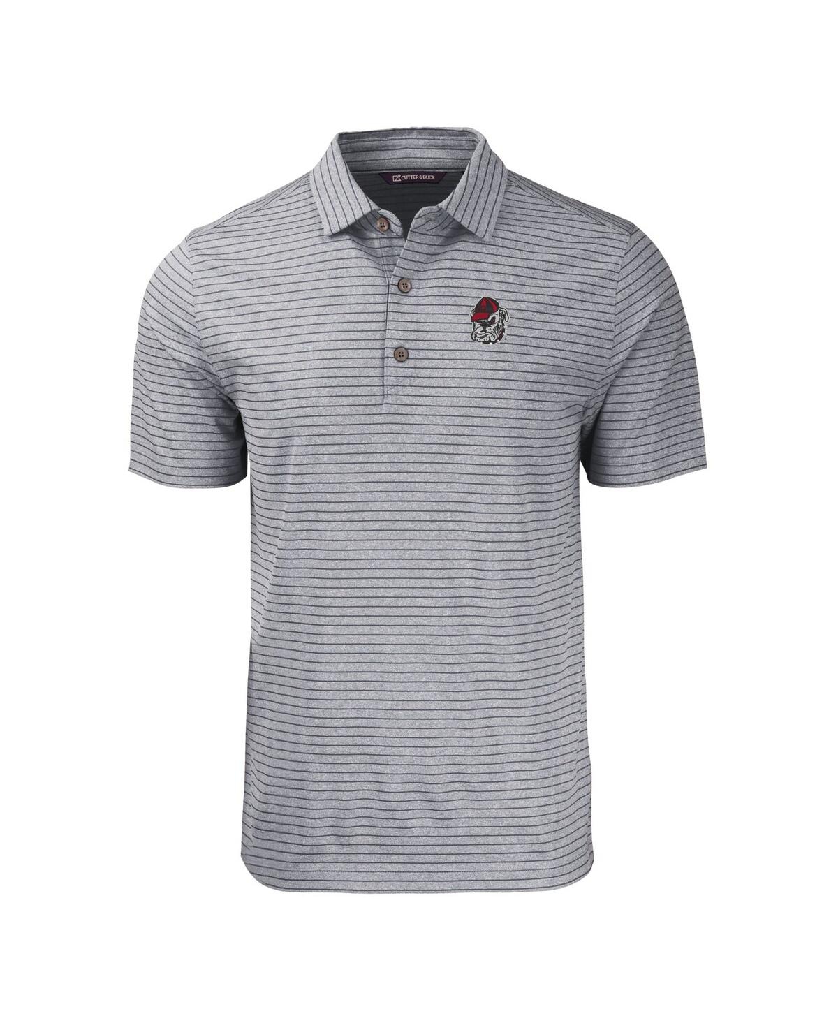 Cutter & Buck Men's Georgia Bulldogs Forge Eco Heathered Stripe Stretch Polo In Heather Black