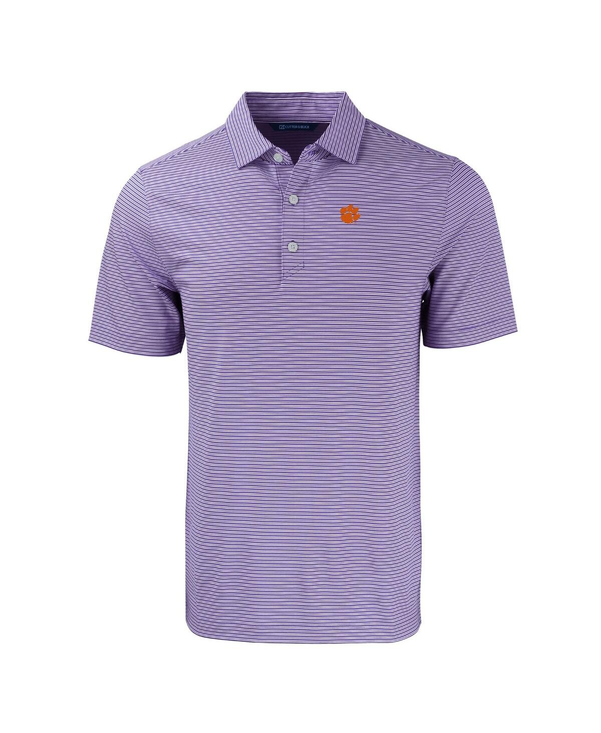 Cutter & Buck Men's Clemson Tigers Forge Eco Double Stripe Stretch Polo In Purple