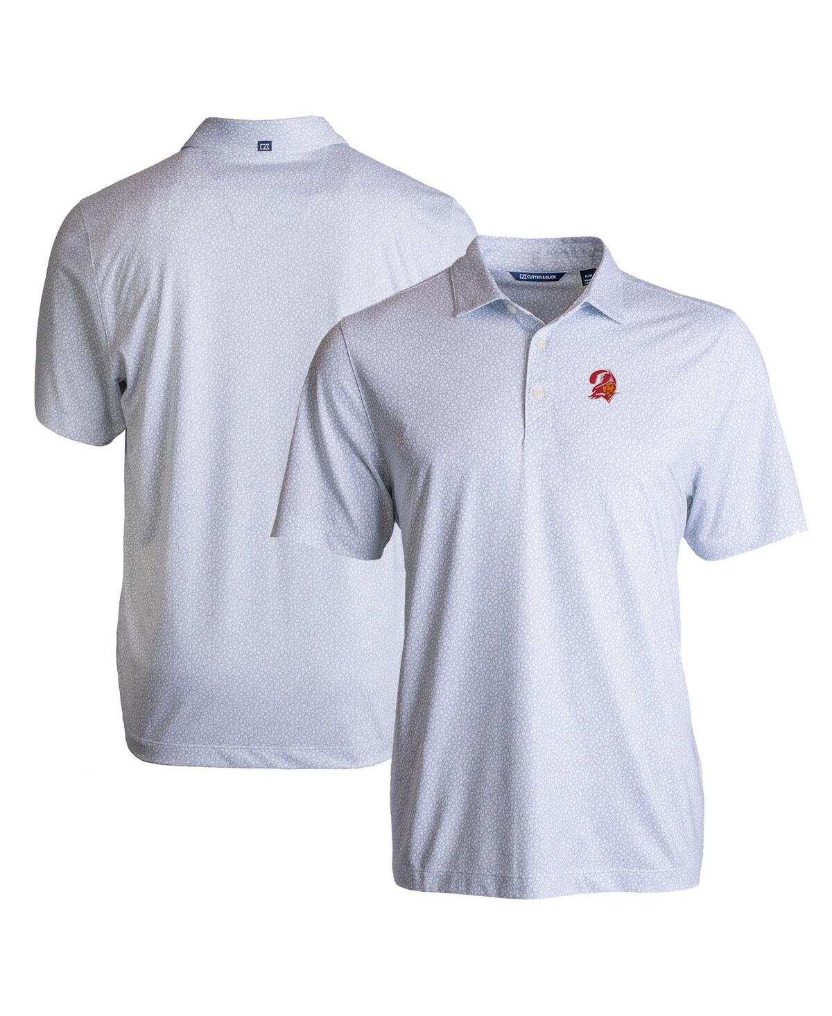 Cutter & Buck Men's White Tampa Bay Buccaneers Throwback Pike Eco Pebble Print Stretch Polo In White