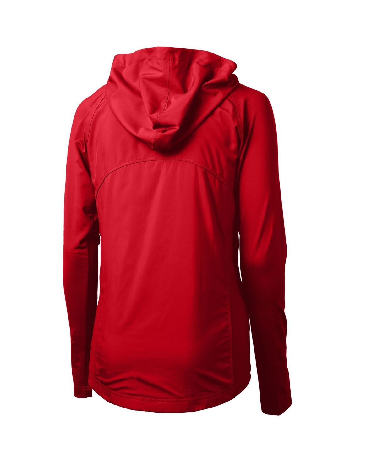 CUTTER & BUCK WOMEN'S SCARLET NEBRASKA HUSKERS ADAPT ECO KNIT HYBRID FULL-ZIP HOODIE 