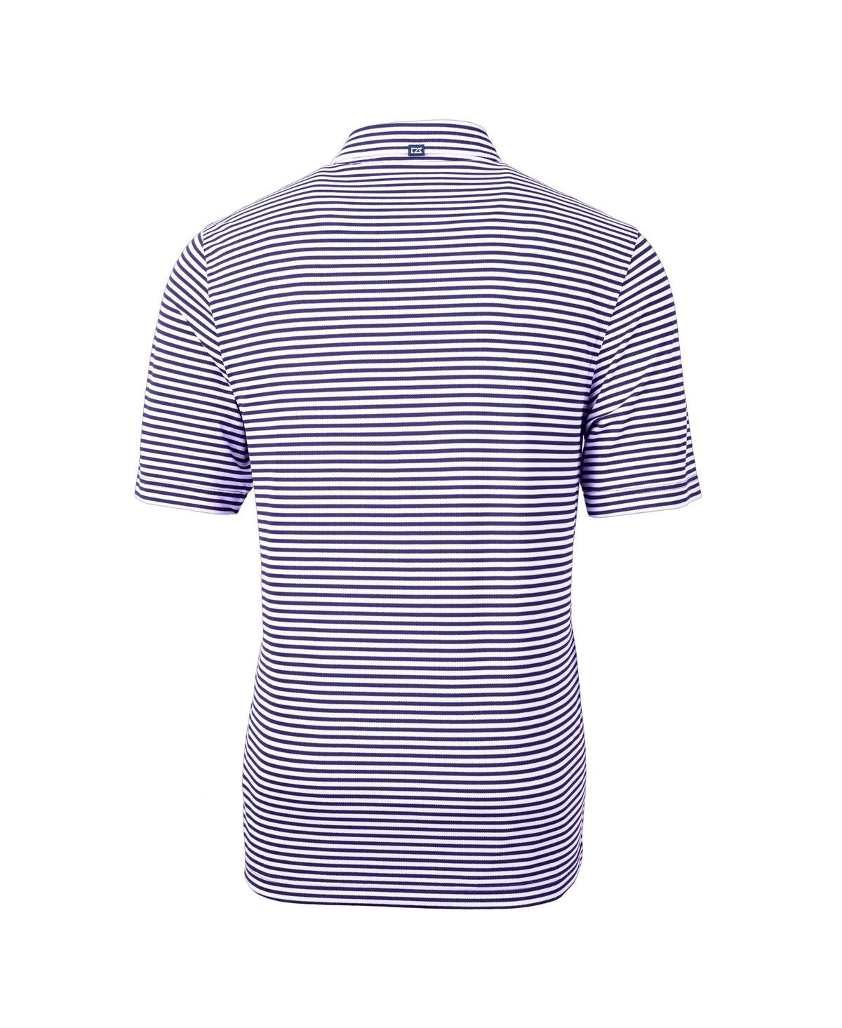 Cutter & Buck Men's Kansas State Wildcats Vault Drytec Virtue Eco Pique Stripe Polo In Purple