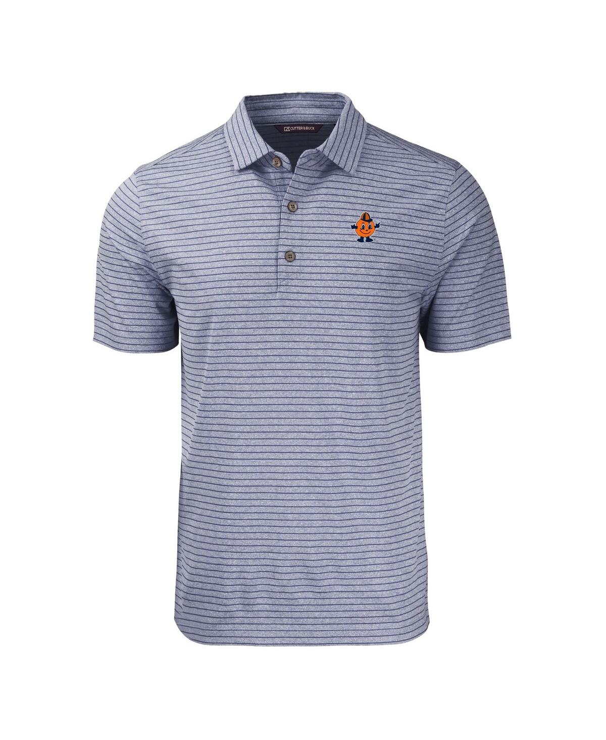 Cutter & Buck Men's Heather Navy Syracuse Orange Vault Forge Eco Heathered Stripe Stretch Polo In Heather Navy