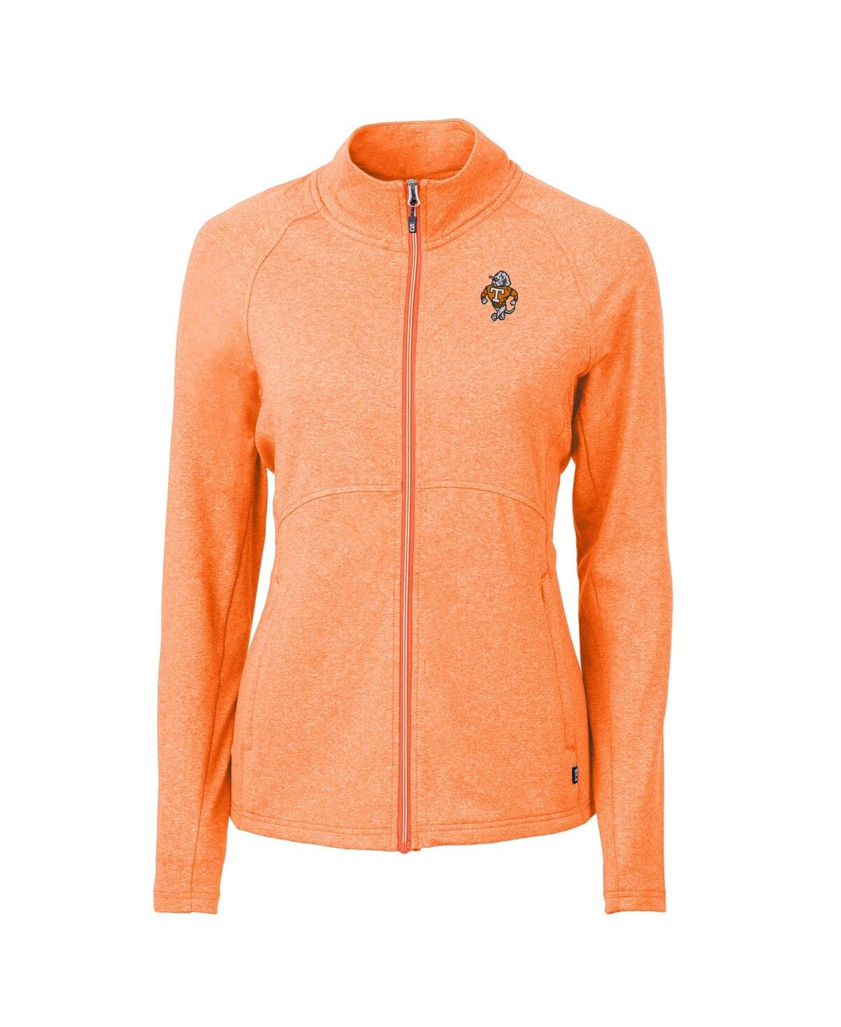 Shop Cutter & Buck Women's Tennessee Volunteers Vault Adapt Eco Knit Heather Full-zip Jacket In Heather Orange