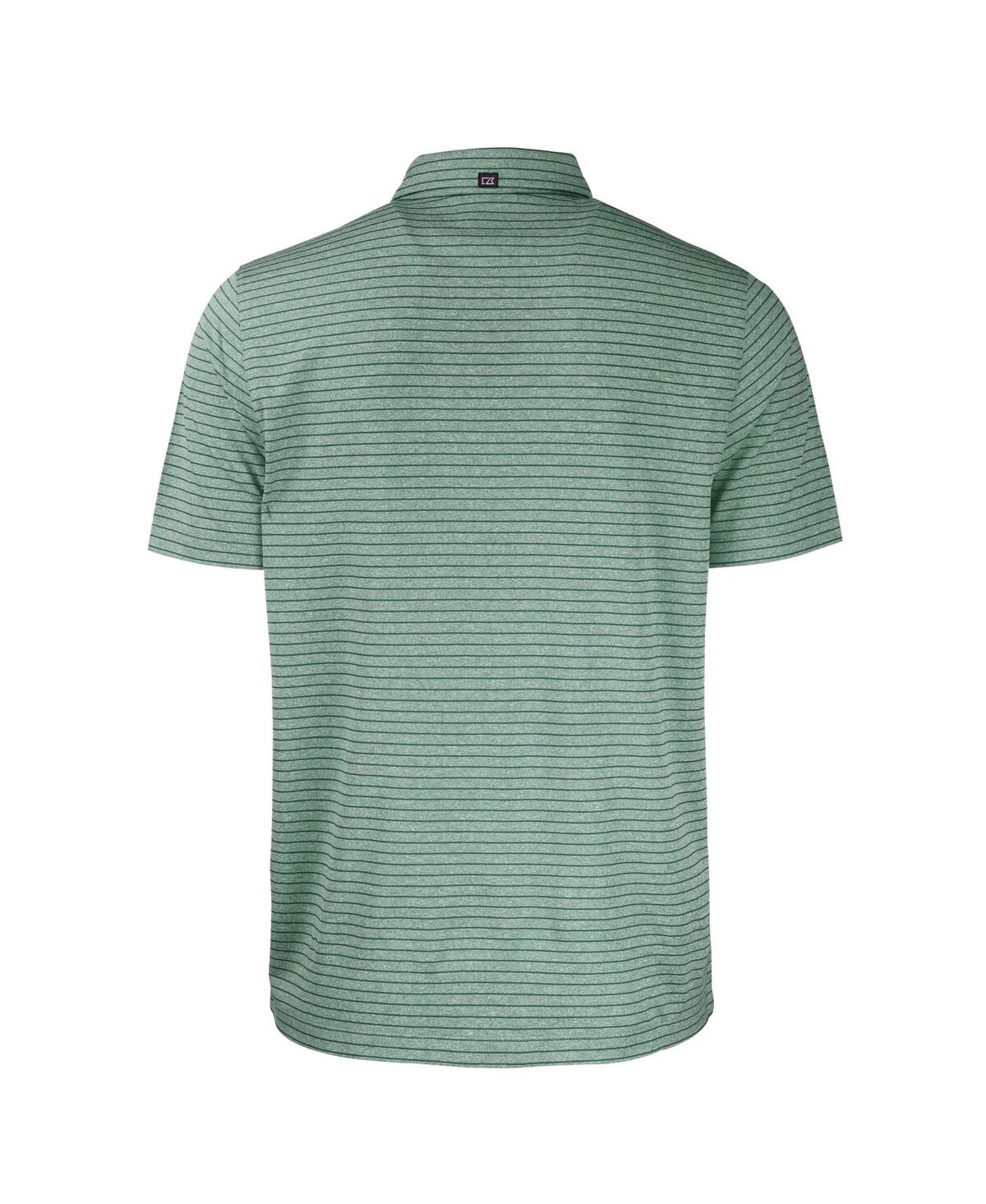 Cutter & Buck Men's Heather Green New York Jets Primary Logo Forge Eco Heather Stripe Stretch Polo In Heather Green