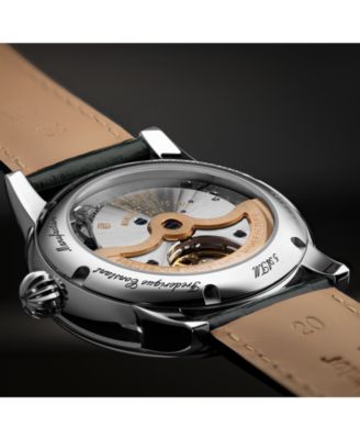 Men's Swiss Automatic Classic Moonphase Date Manufacture Green Leather Strap Watch 40mm