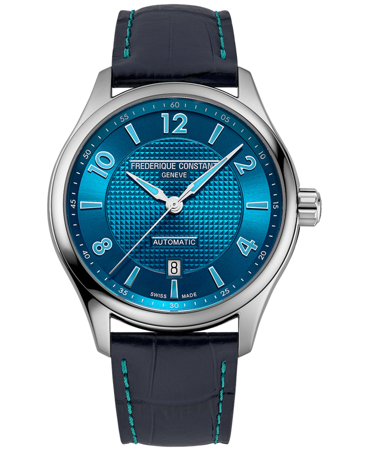 Men's Swiss Automatic Runabout Blue Leather Strap Watch 42mm - Blue