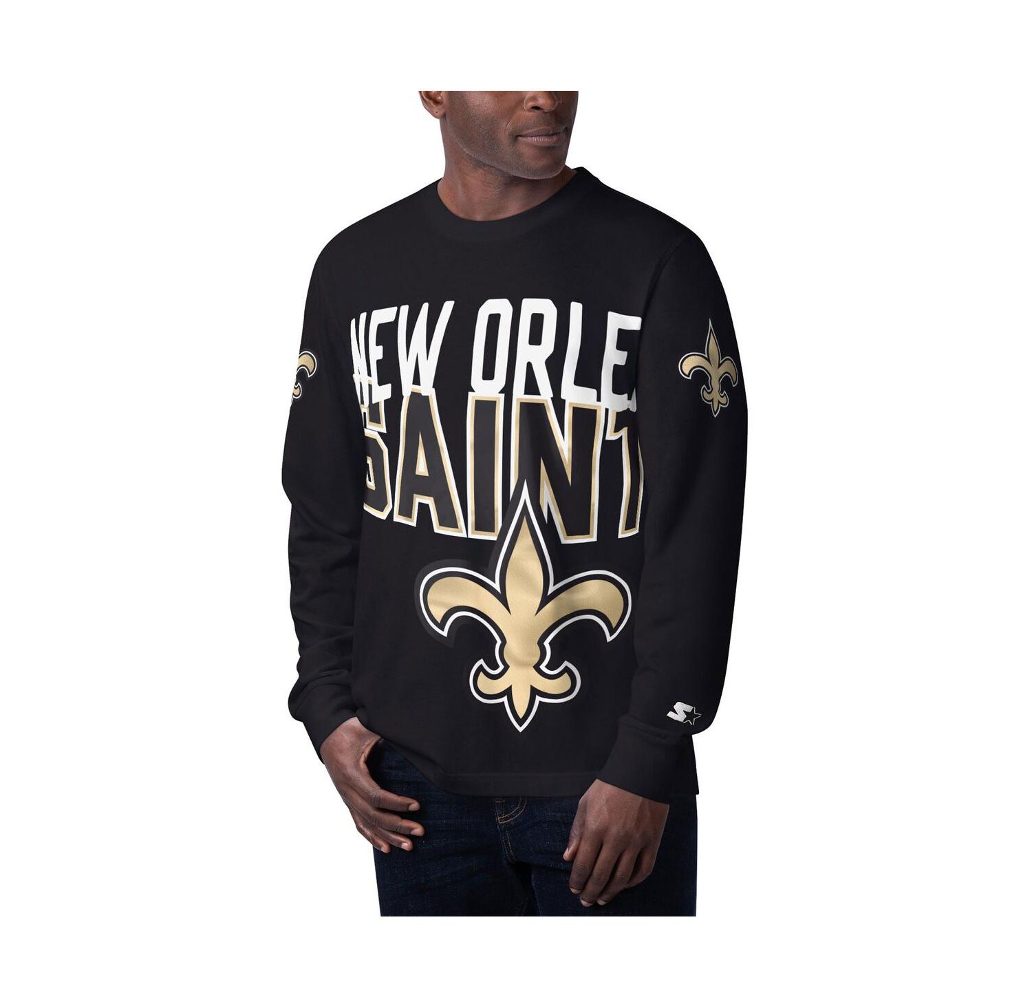 Men's Black New Orleans Saints Clutch Hit Long Sleeve T-Shirt