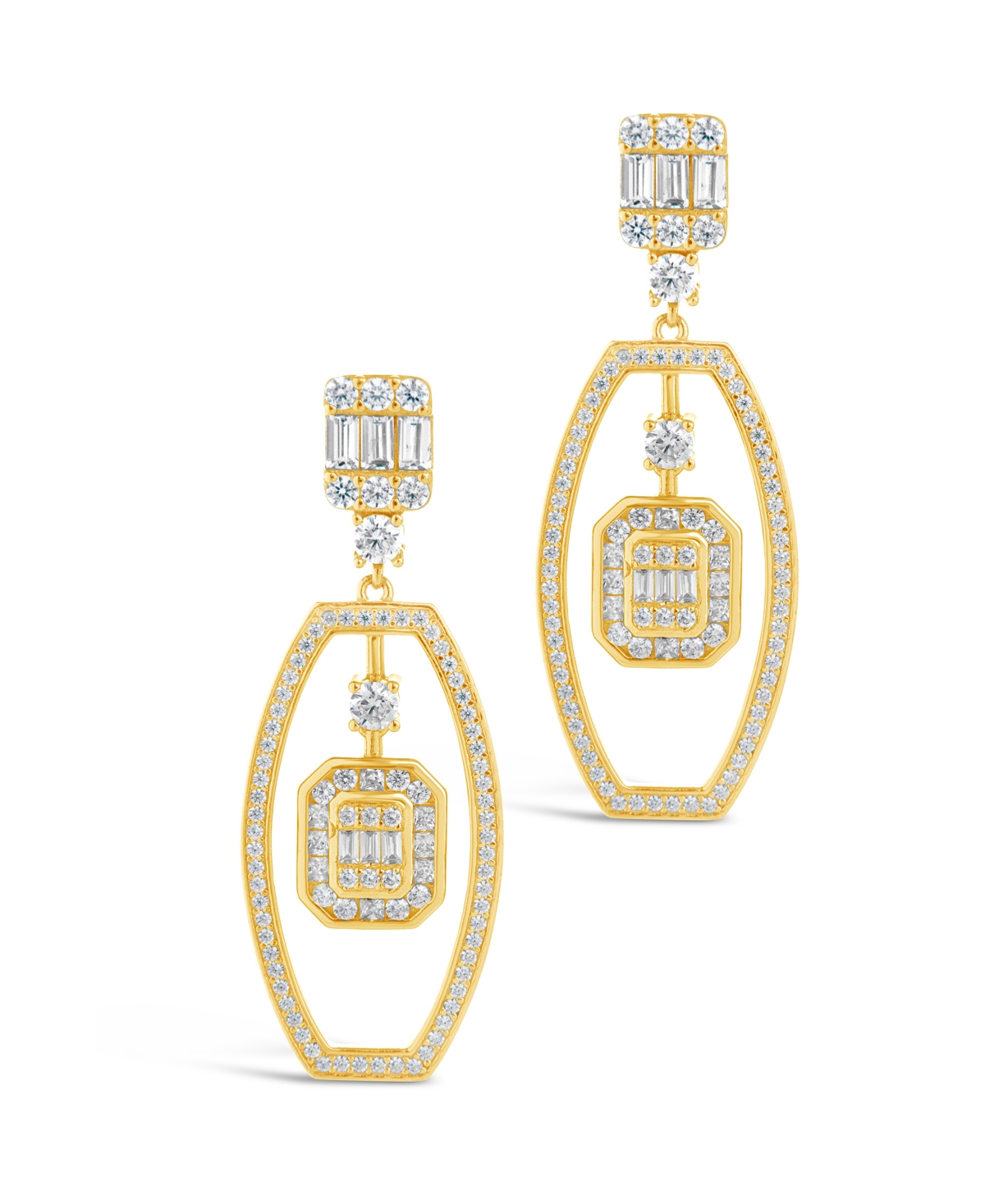 Sterling Forever Kendall Cubic Zirconia Drop Earrings In Gold