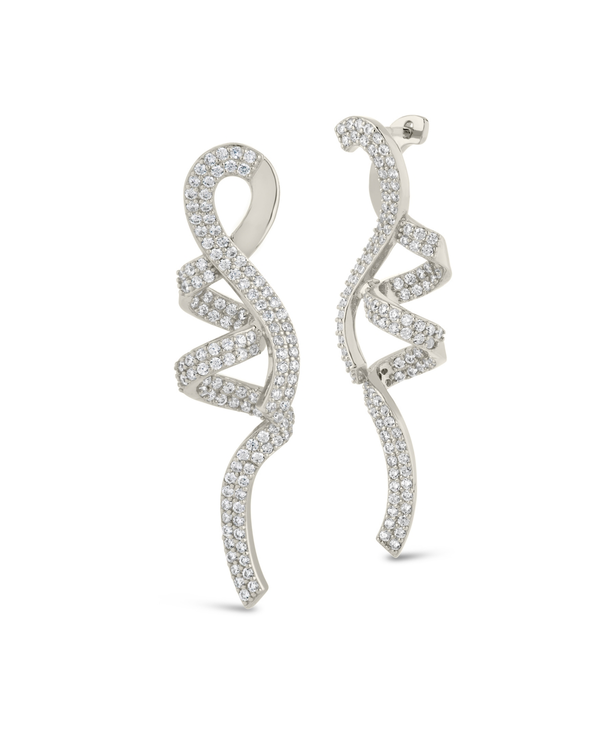 Sterling Forever Carrie Cubic Zirconia Swirl Drop Earrings In Silver