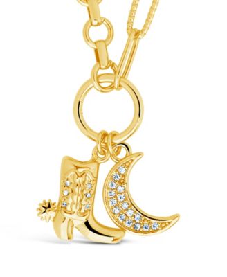 Kelsea Cubic Zirconia Boot Moon Pendant Charm Necklace