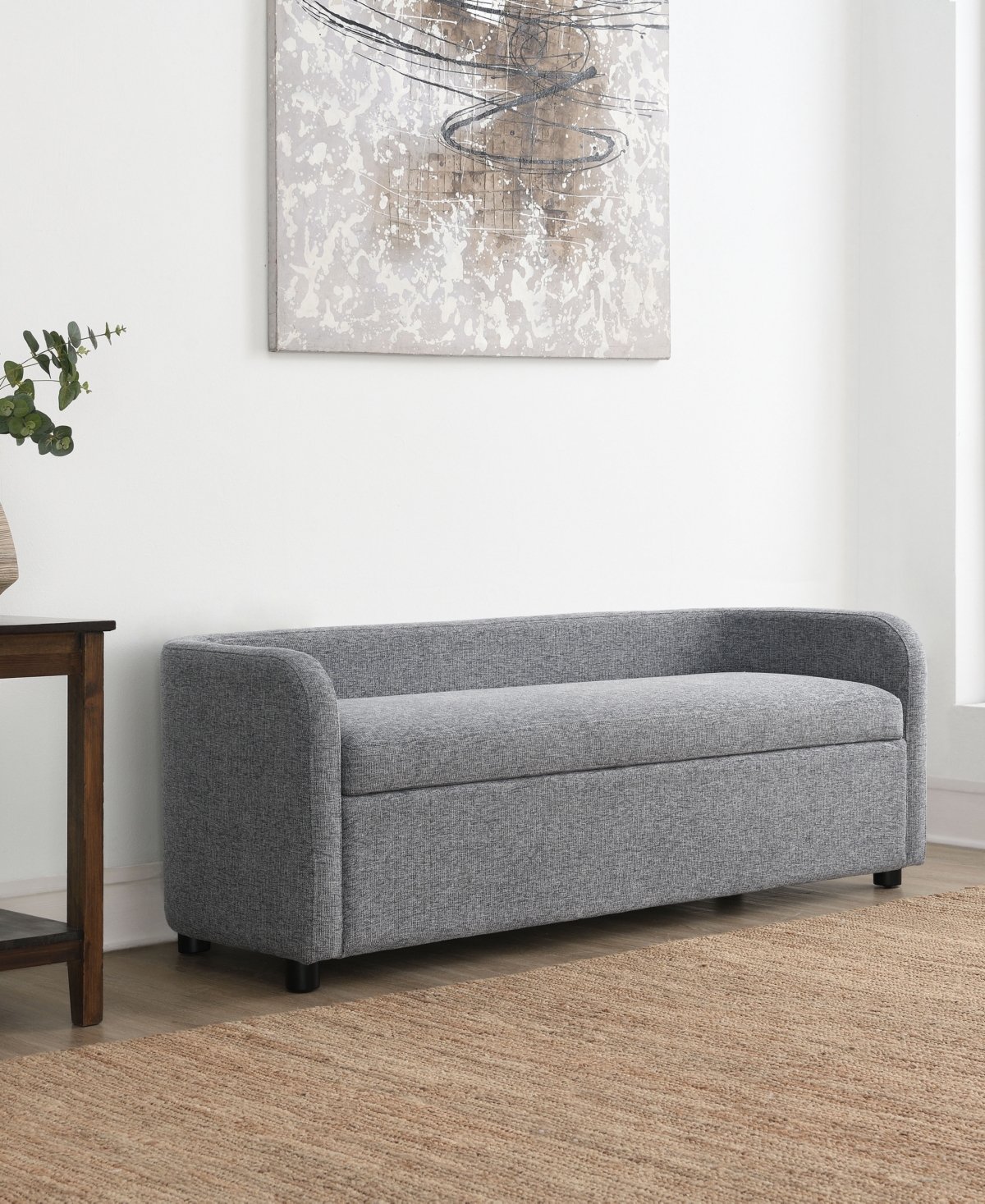 Abbyson Living 23.3" Wood Hadley Storage Settee In Gray