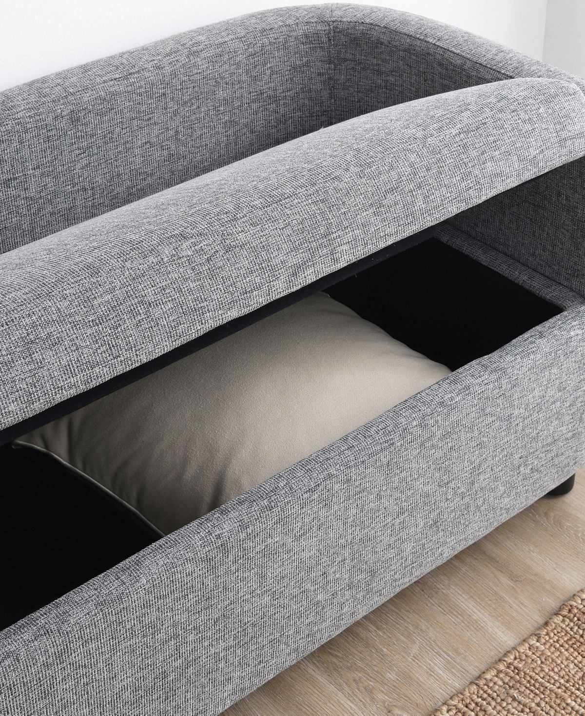Abbyson Living 23.3" Wood Hadley Storage Settee In Gray