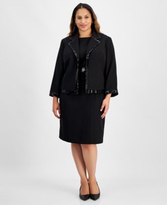 Plus Attached Sequin Detail Jacket Dress