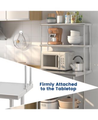 36 x 12 Inch Kitchen Stainless Steel Overshelf with Adjustable Lower Shelf