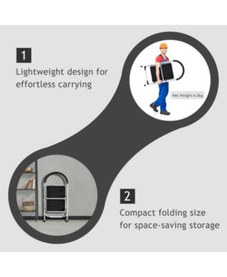 2.75-Foot Folding Step Stool with Iron Frame and Anti-Slip Pedals