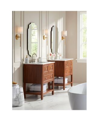 Abigale Modern Wall Light Sconces Set of 2 Brass Hardwire 5" Fixture White Fabric Shade for Bedroom Reading Living Room Hallway House