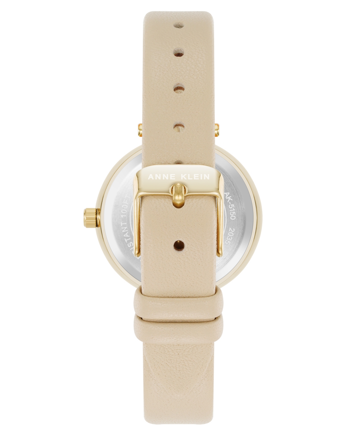 Anne Klein Women's Quartz Consider It Beige Leather And Gold-tone Alloy Metal Band Watch, 32mm In Beige,gold-tone